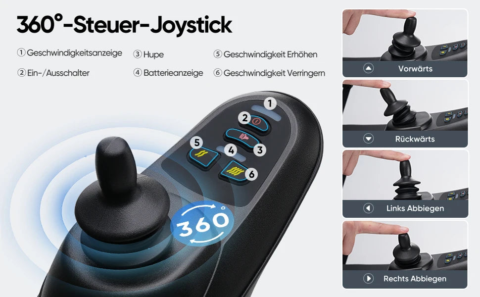 Terenski električni invalidski voziček za odrasle (zmogljiv dvojni motor, zložljiv, motoriziran)