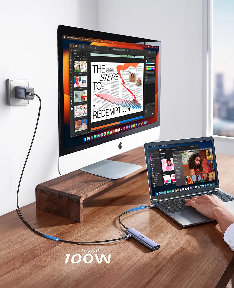 GREEN zvezdišče USB‑C 7‑v‑1 s HDMI 4K, SD/TF, USB‑A 5Gbps, PD100W – Type‑C 3.1