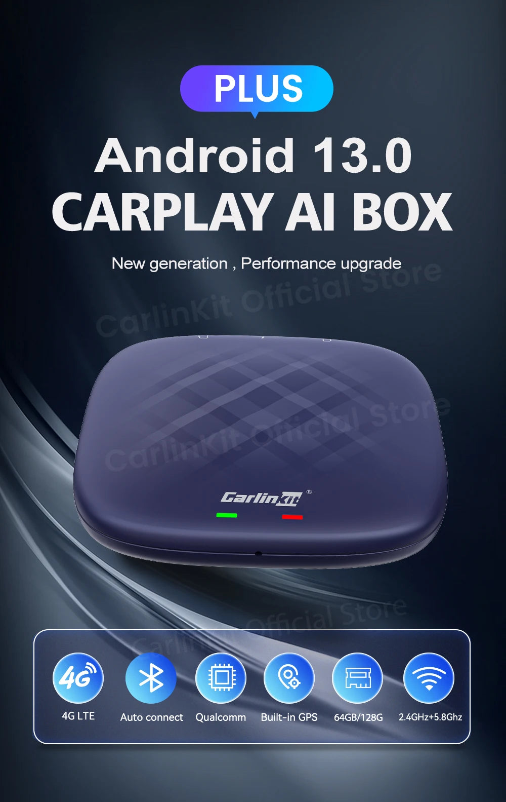 CarlinKit Android 13 8+128GB SIM Wireless CarPlay AI Box