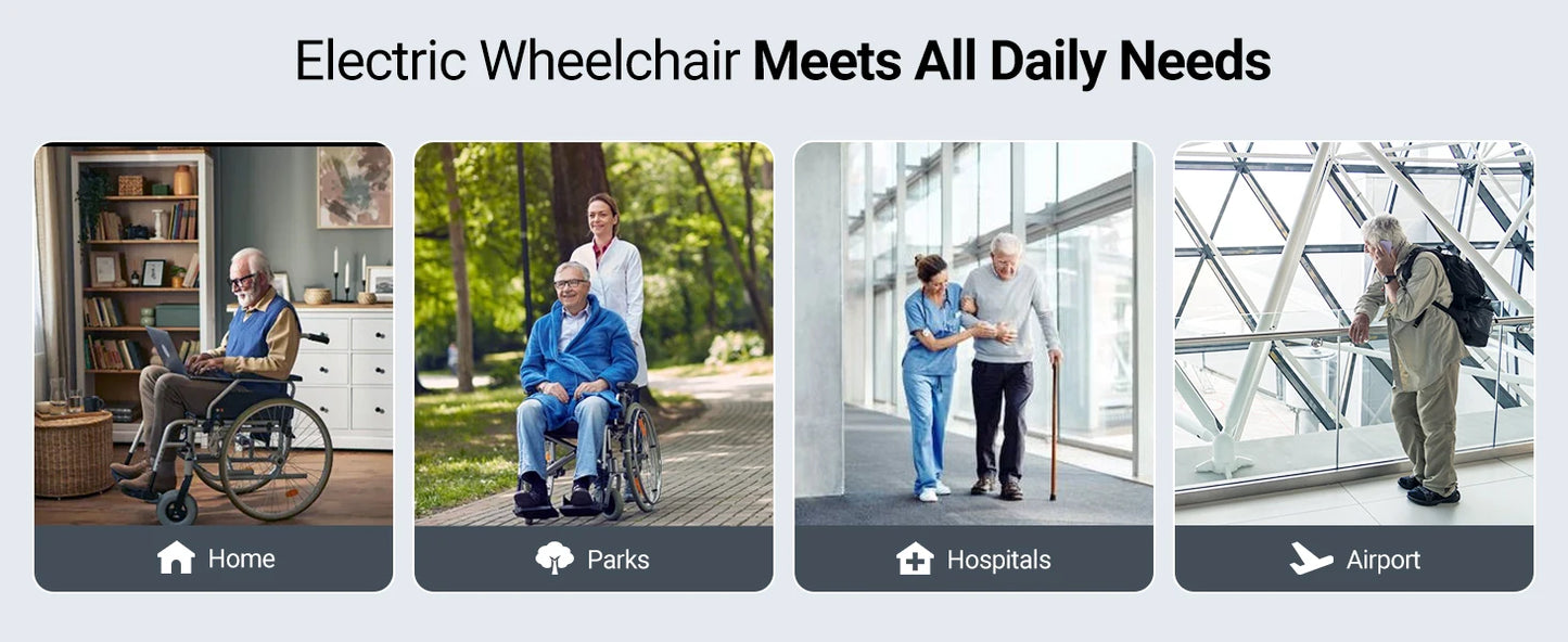 Foldable All‑Terrain Electric Wheelchair (500W, 15 km range, 3.7 mph)