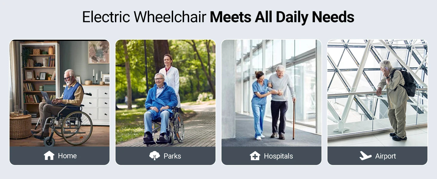 Foldable All‑Terrain Electric Wheelchair (500W, 15 km range, 3.7 mph)