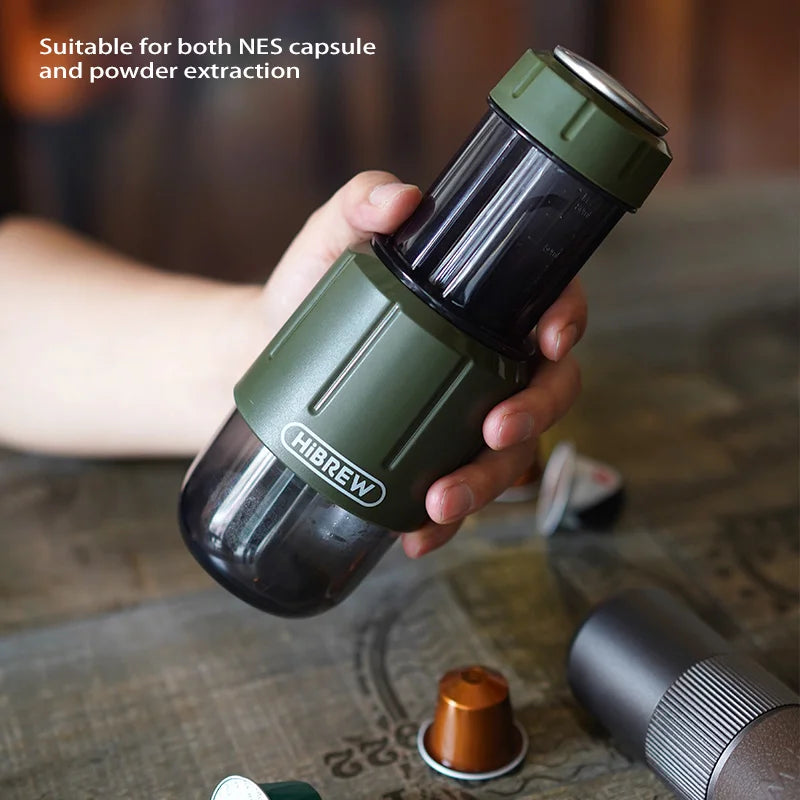 HiBREW H4D Manual Portable Espresso Maker – 3-in-1 Multi-Capsule & Ground Coffee Machine