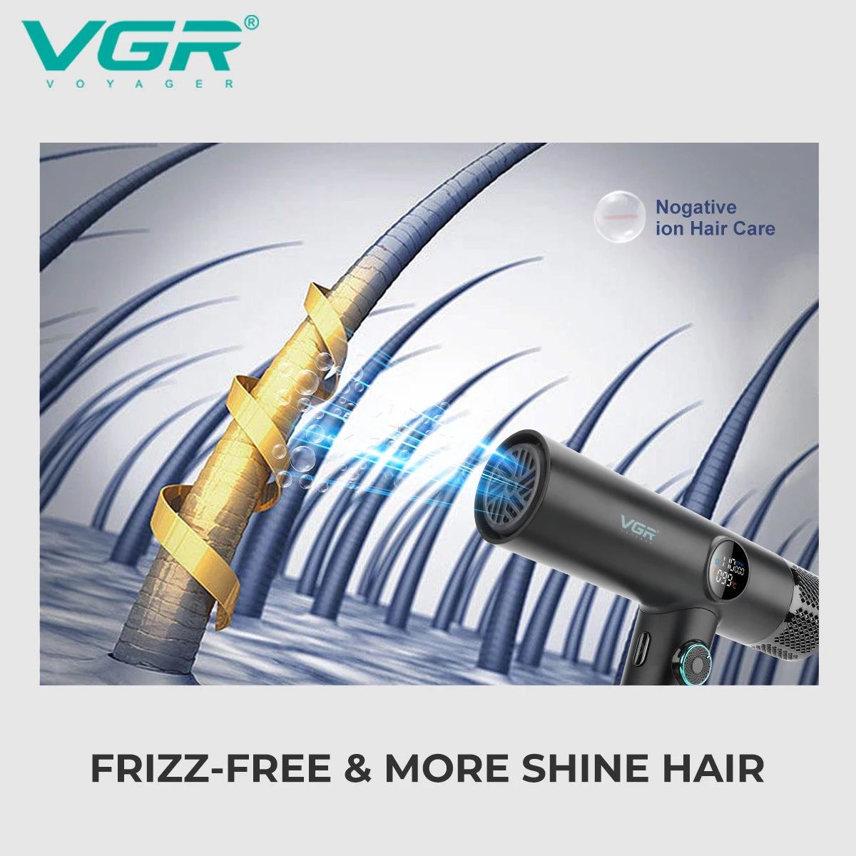 VGR Hair Dryers Professional Hair Dryer Machine Negative Ion 110000 RPM Air Blower Barber Salon BLDC Motor Home Appliance V-401