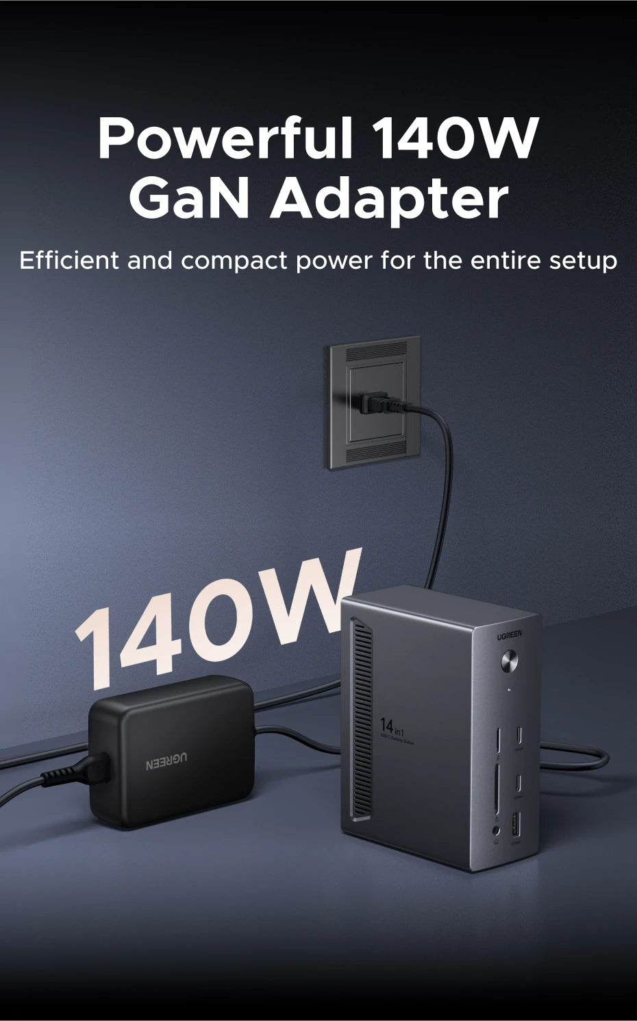 UGREEN 14‑in‑1 USB‑C Docking Station with 4K120Hz DisplayPort, Dual 4K60Hz HDMI