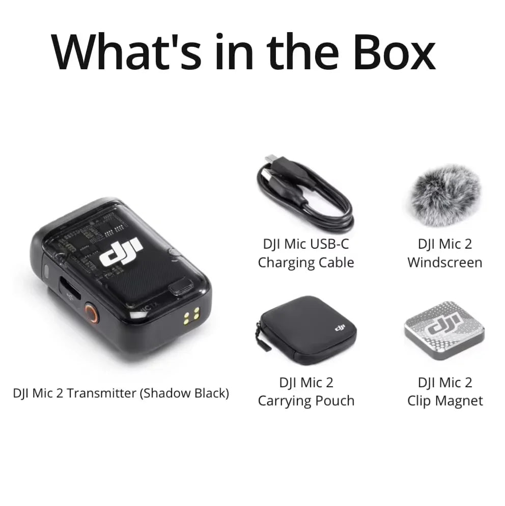 DJI Mic 2 Wireless Microphone System – Dual‑Channel 2.4GHz Digital Audio