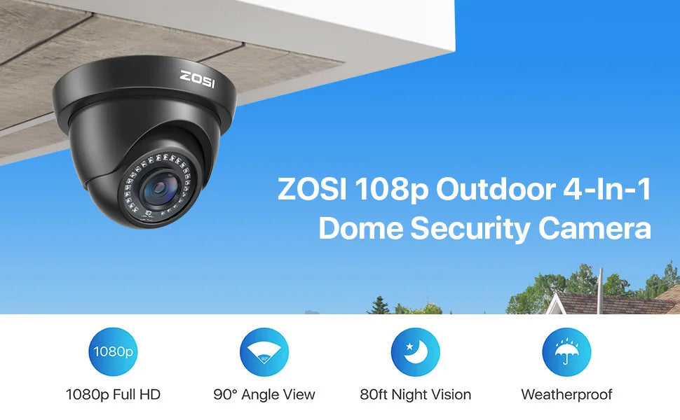 ZOSI 1080p zunanja varnostna kamera – vodoodporna nadzorna kamera 4 v 1 AHD/TVI/CVI/CVBS