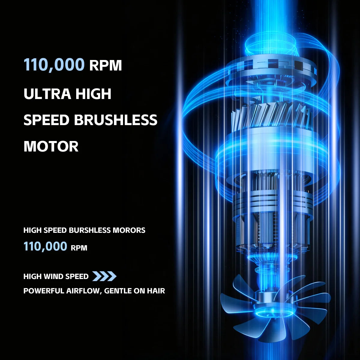 VGR V-640HD profesionalni sušilnik las – 110.000 vrt./min BLDC, 2400 W, negativni ioni