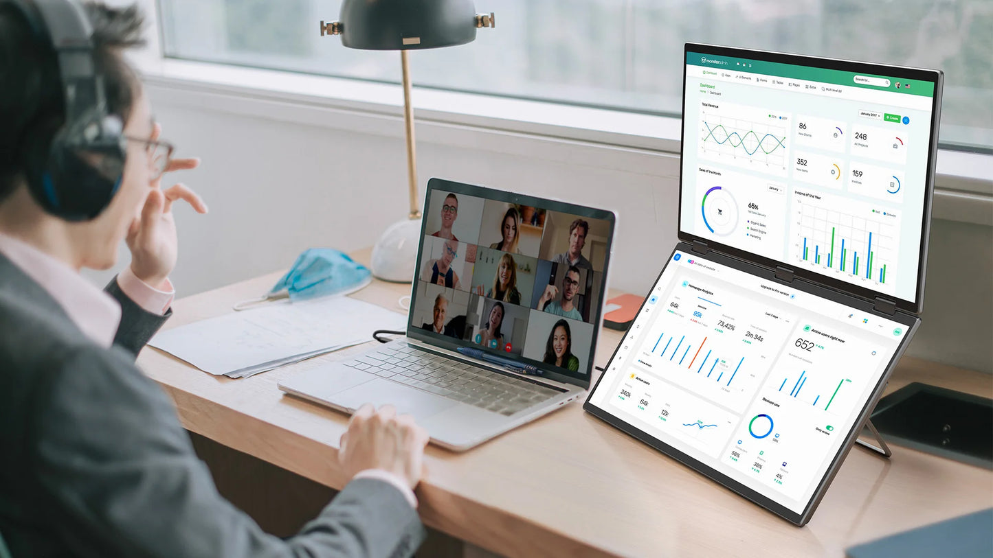 EVICIV 18.5" Touchscreen Portable Monitor 100Hz 1080P USB-C HDMI Dual Folding Stacked Gaming Display for Laptops PC Mac Phone - Limetastore