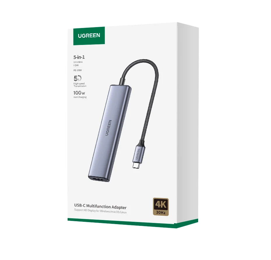 GREEN zvezdišče USB‑C 7‑v‑1 s HDMI 4K, SD/TF, USB‑A 5Gbps, PD100W – Type‑C 3.1