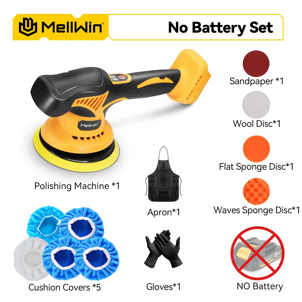 MELLWIN 150mm Cordless Electric Car Polisher 8 Adjustment Car Polishing Waxing Sanding Power Tool For Makita 18V Battery Pin - Limetastore
