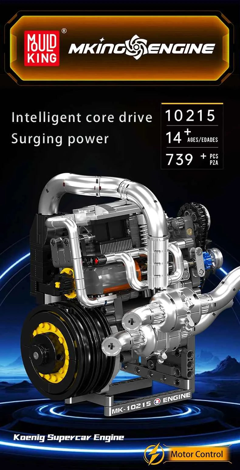 Mould King 10215 Motorized Supercar Engine Building Set | Technical Car Toy - Limetastore