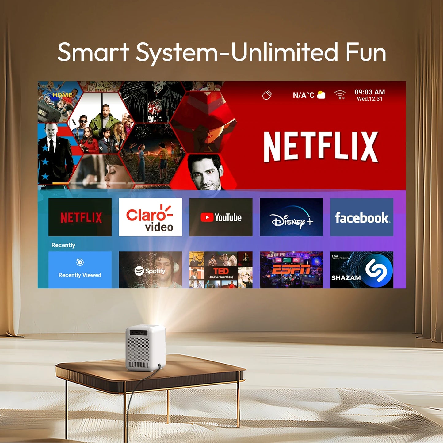 BYINTEK LOVE U4 Smart Projector | Native 1080P 4K Support | Mini Android Home Cinema