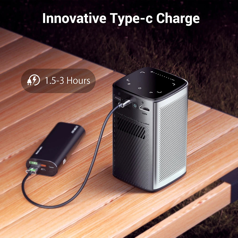 BYINTEK P70 Smart Mini DLP Projector – 4K Support, Native 1080P, Built-in Battery, Android WiFi