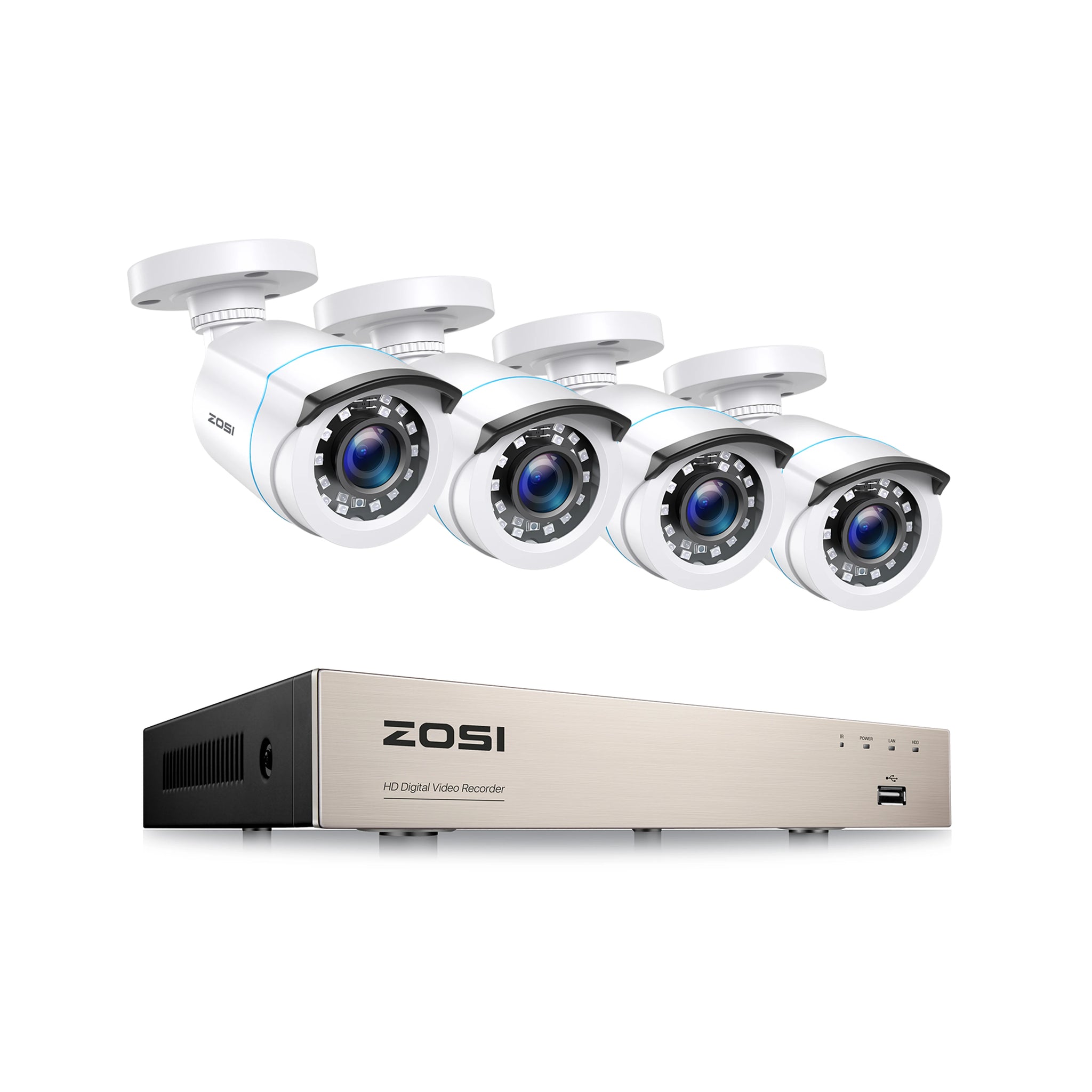 ZOSI 1080p 2MP žični varnostni sistem za dom – 8-kanalni H.265+ DVR s 4/8 zunanjimi nočnimi kamerami