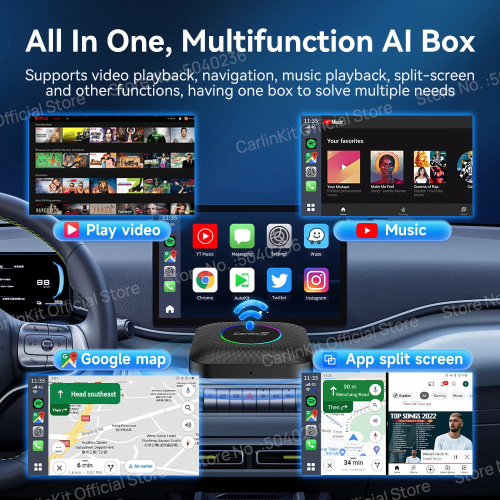 CarlinKit Android 13 SM6225 8-jedrni brezžični CarPlay AI Box
