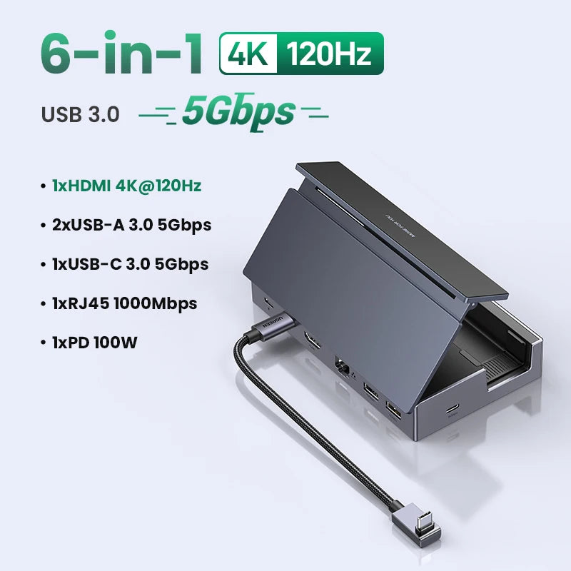 UGREEN 9-v-1 Steam Deck priklopna postaja s HDMI 4K60Hz, RJ45 Ethernet, PD100W, USB-A/C