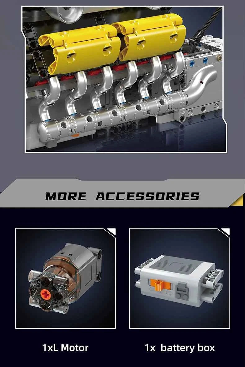 Mould King 10202 Motorized V12 Engine & Transmission Building Set - Limetastore