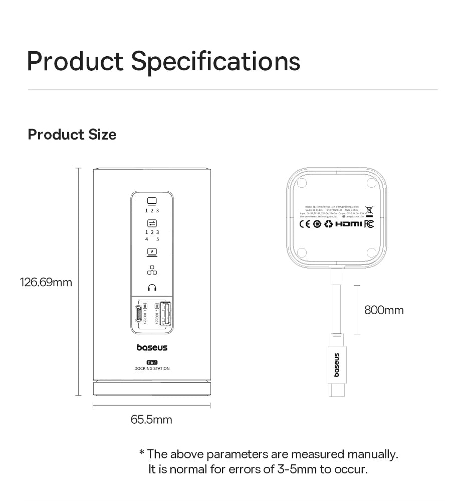 Baseus 11‑v‑1 zvezdišče USB‑C | DP 4K@60Hz, HDMI, trojni zaslon, RJ45, PD 100W, priklopna postaja USB 3.1