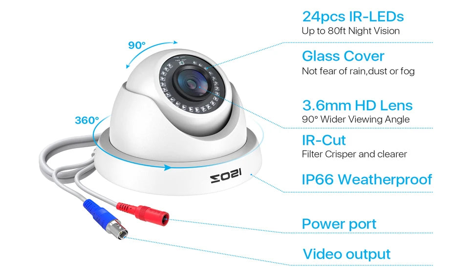 ZOSI 8CH 1080p Wired Security Camera System – H.265+ DVR Recorder with 8× 2MP Outdoor HD‑TVI CCTV Cameras