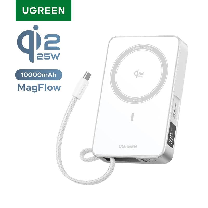 UGREEN Qi2.2 25W magnetni prenosni polnilec – 10000 mAh zunanja baterija za hitro polnjenje