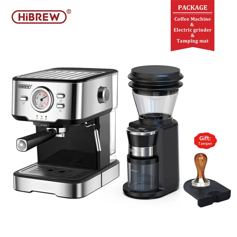 HiBREW H5 – Polavtomatski espresso kavni aparat s tlakom 20 barov | Kavni aparat iz nerjavečega jekla s prikazovalnikom temperature