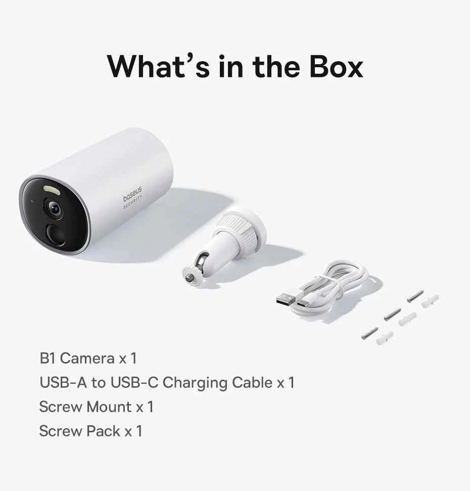Baseus Security B1 Outdoor Camera 2K Wireless Wifi Camera Security Protection System 24/7 Recording Built-in 8GB Local Storage - Limetastore