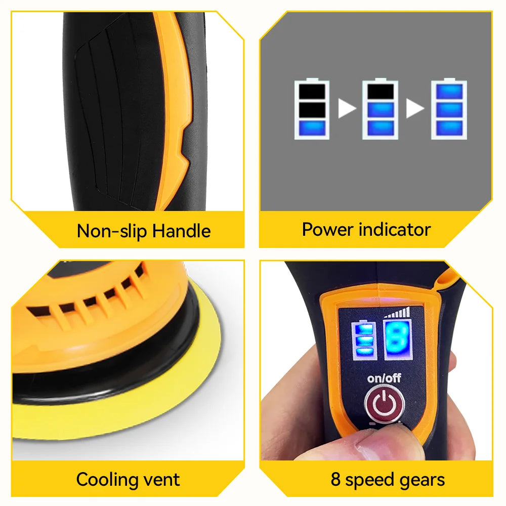 MELLWIN 150mm Cordless Electric Car Polisher 8 Adjustment Car Polishing Waxing Sanding Power Tool For Makita 18V Battery Pin - Limetastore