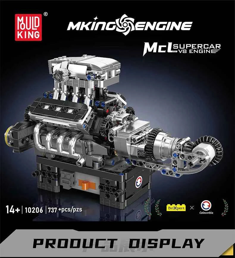 Mould King 10206 Motorized MCL Sport Car V8 Engine Building Set - Limetastore