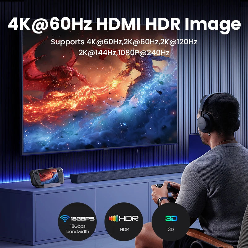 UGREEN 9-v-1 Steam Deck priklopna postaja s HDMI 4K60Hz, RJ45 Ethernet, PD100W, USB-A/C