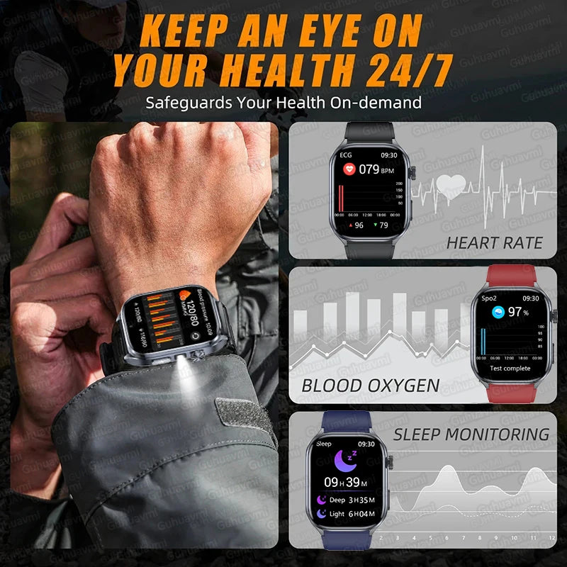 2025 New Health Analysis Blood Lipids Uric Acid Smart Watch ECG+PPG Blood Pressure Heart Rate Tracker Smartwatch For Android IOS - Limetastore