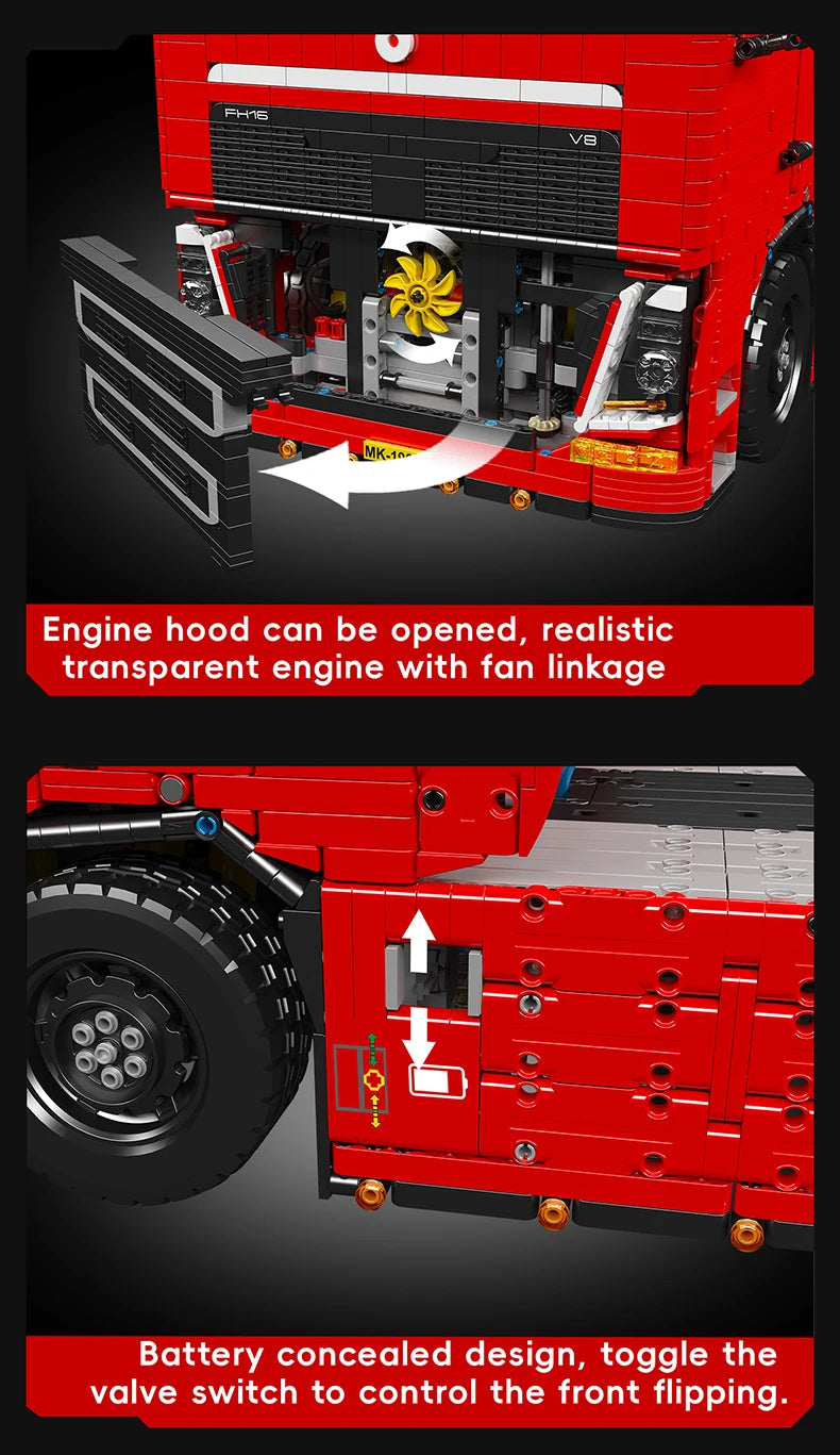 Mould King 19015 / 19015T RC Tractor Truck Building Set | Motorized Technical Semi-Truck Model - Limetastore