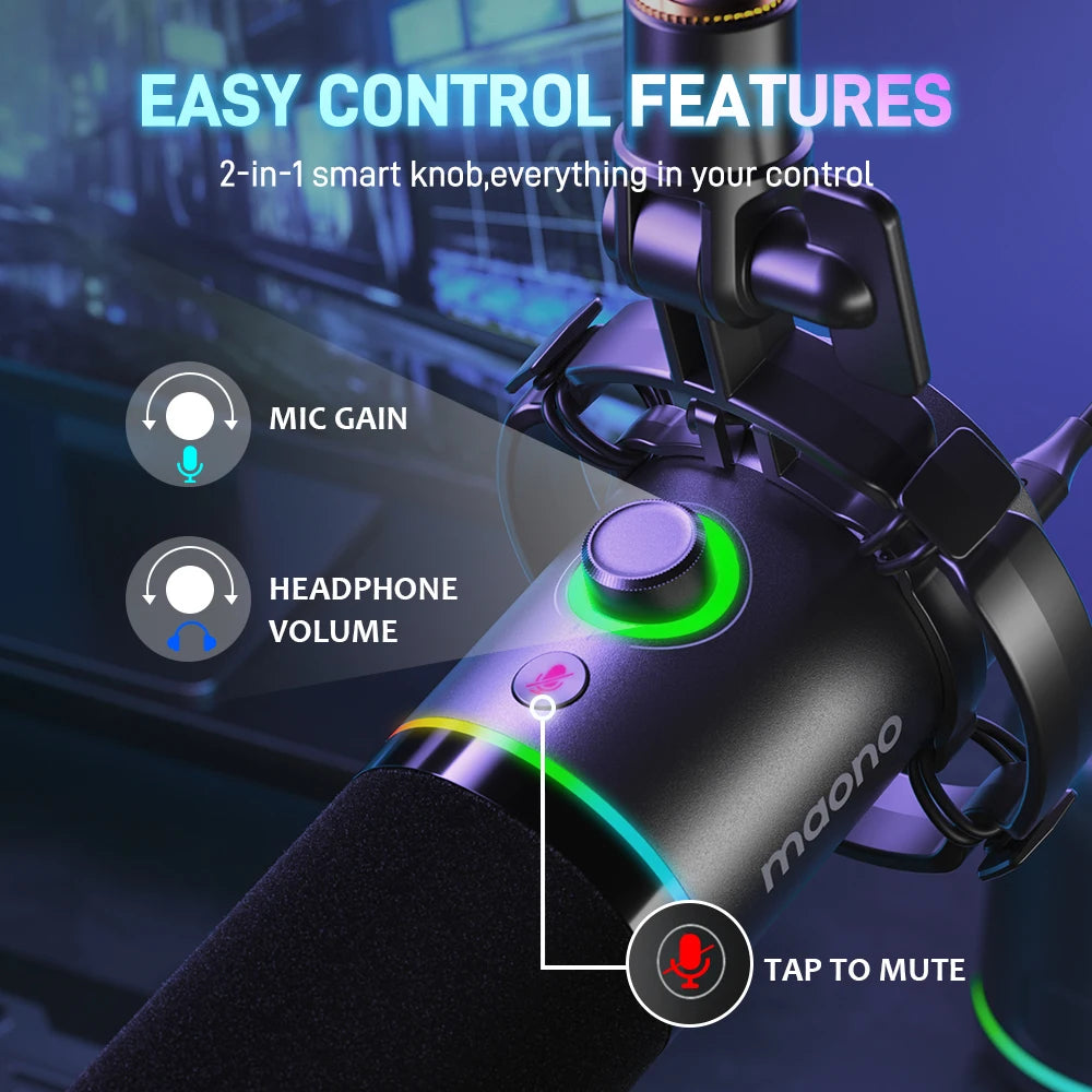 Maono PD200X – XLR/USB Dynamic Microphone | Metal Gaming & Streaming Mic with Software Control