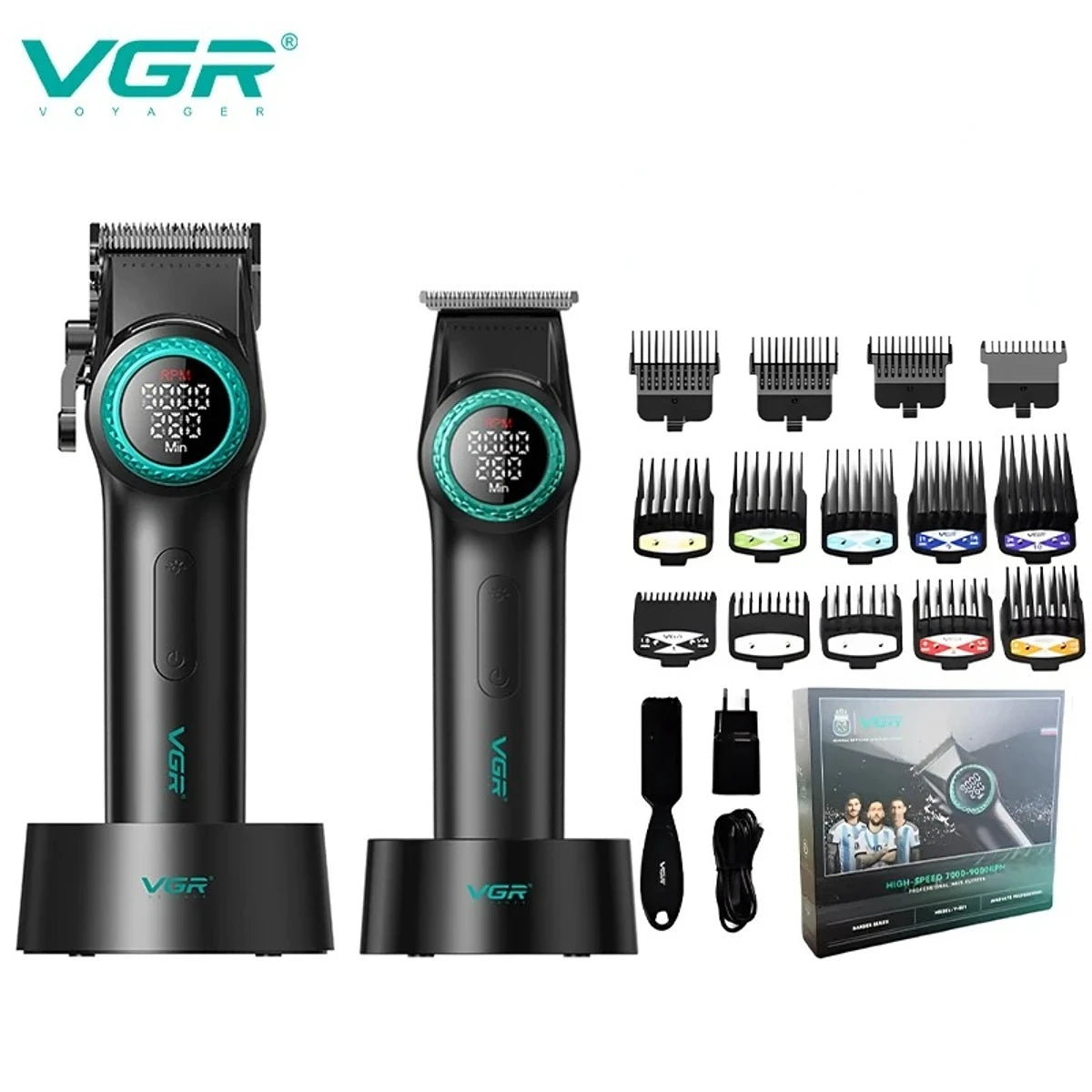 VGR V-001 PRO Hair Clipper – 9,000 RPM, 4600mAh, 300-Min Runtime