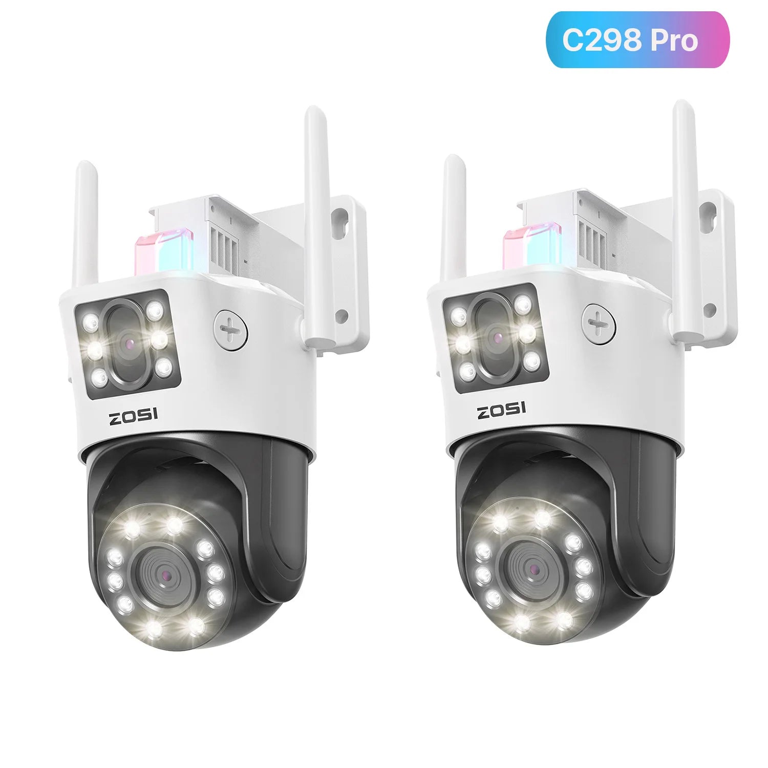 ZOSI C298 Max 4K 8MP Dual‑Lens PTZ Security Camera – 2×4MP Wide‑Angle Outdoor WiFi/Wired Surveillance Cam