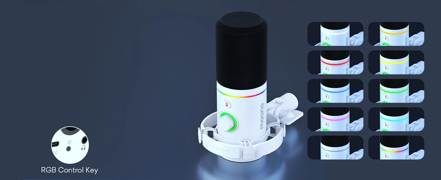 Maono PD200X – RGB Dynamic Gaming Microphone | USB/XLR Dual‑Mode Podcast Mic with Gain Control & One‑Key Mute