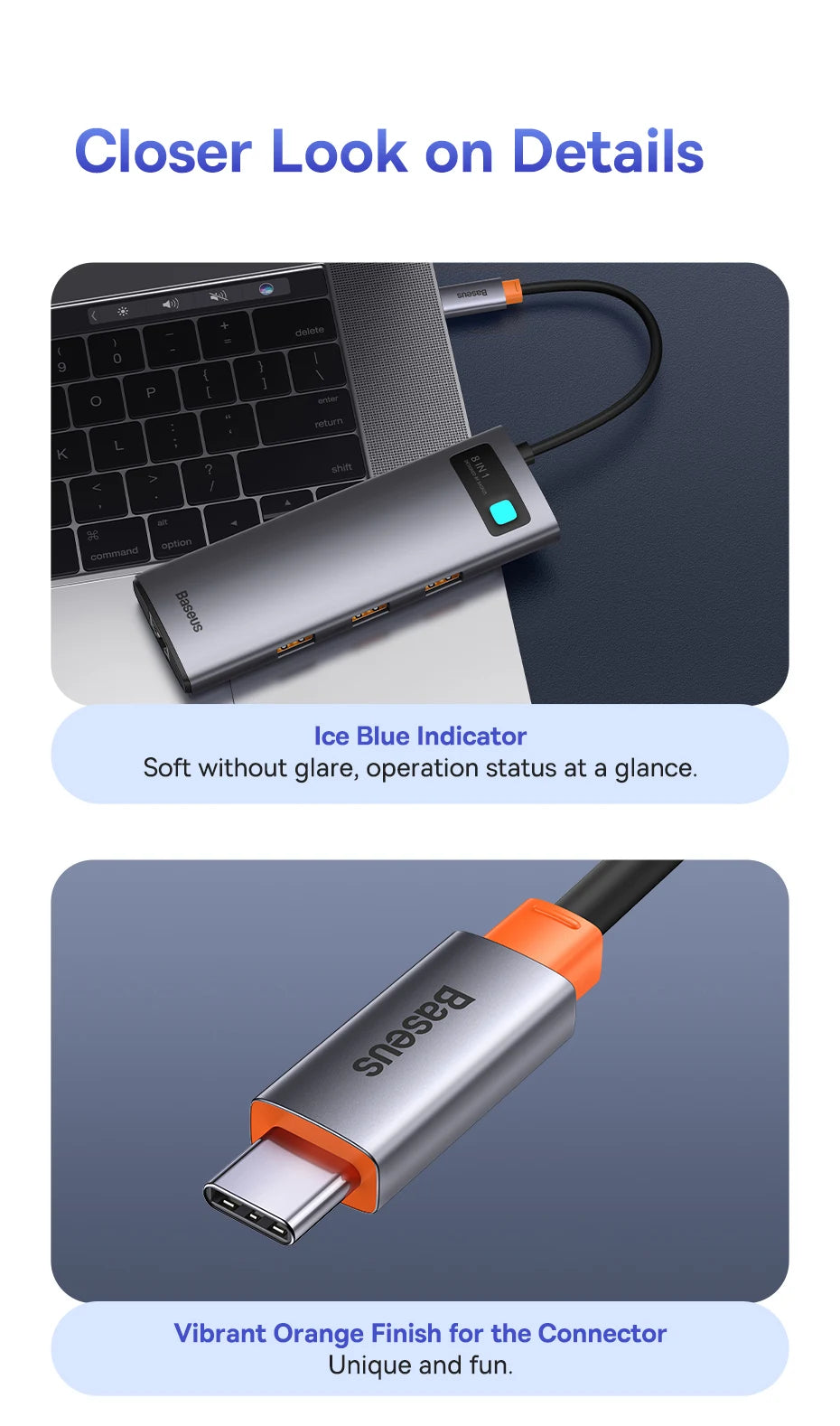 Baseus USB-C Hub | HDMI 4K, USB 3.1 10Gbps, RJ45 Ethernet, SD/TF priklopna postaja za MacBook