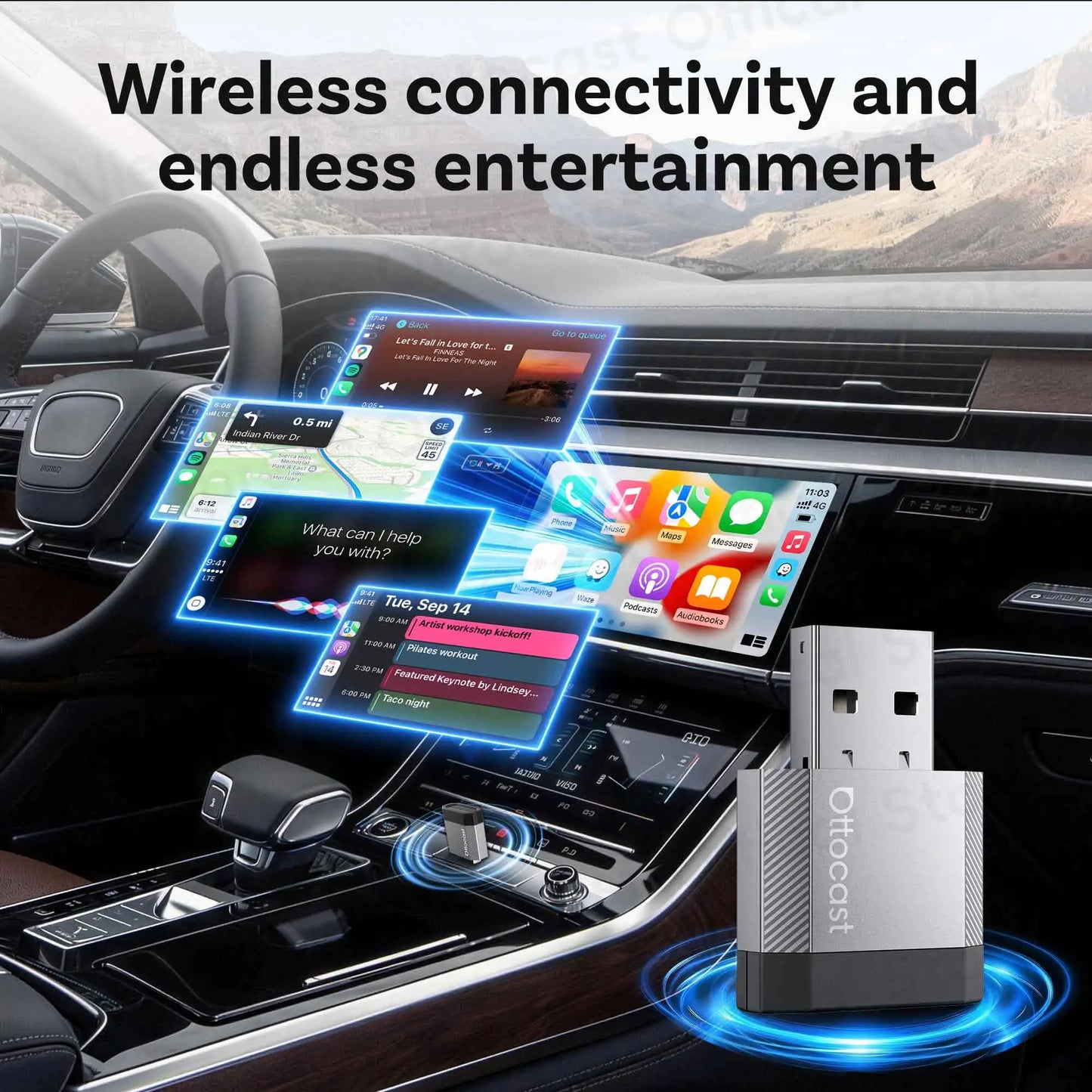 Brezžični adapter CarPlay in Android Auto OTTOCAST Mini Nova 3.0