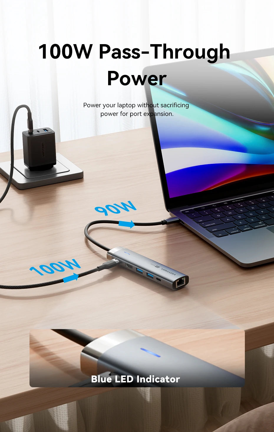 Vention zvezdišče USB‑C 6‑v‑1 | HDMI 4K, PD 100W, RJ45, priklopna postaja USB 3.0