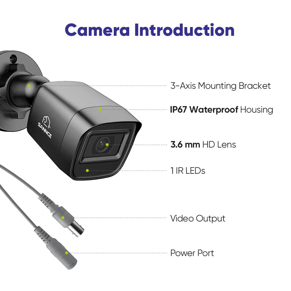 SANNCE 4-kanalni DVR CCTV sistem | 2/4 × 2MP IR kamere, 1080P TVI, 1280TVL, komplet za zunanji nadzor