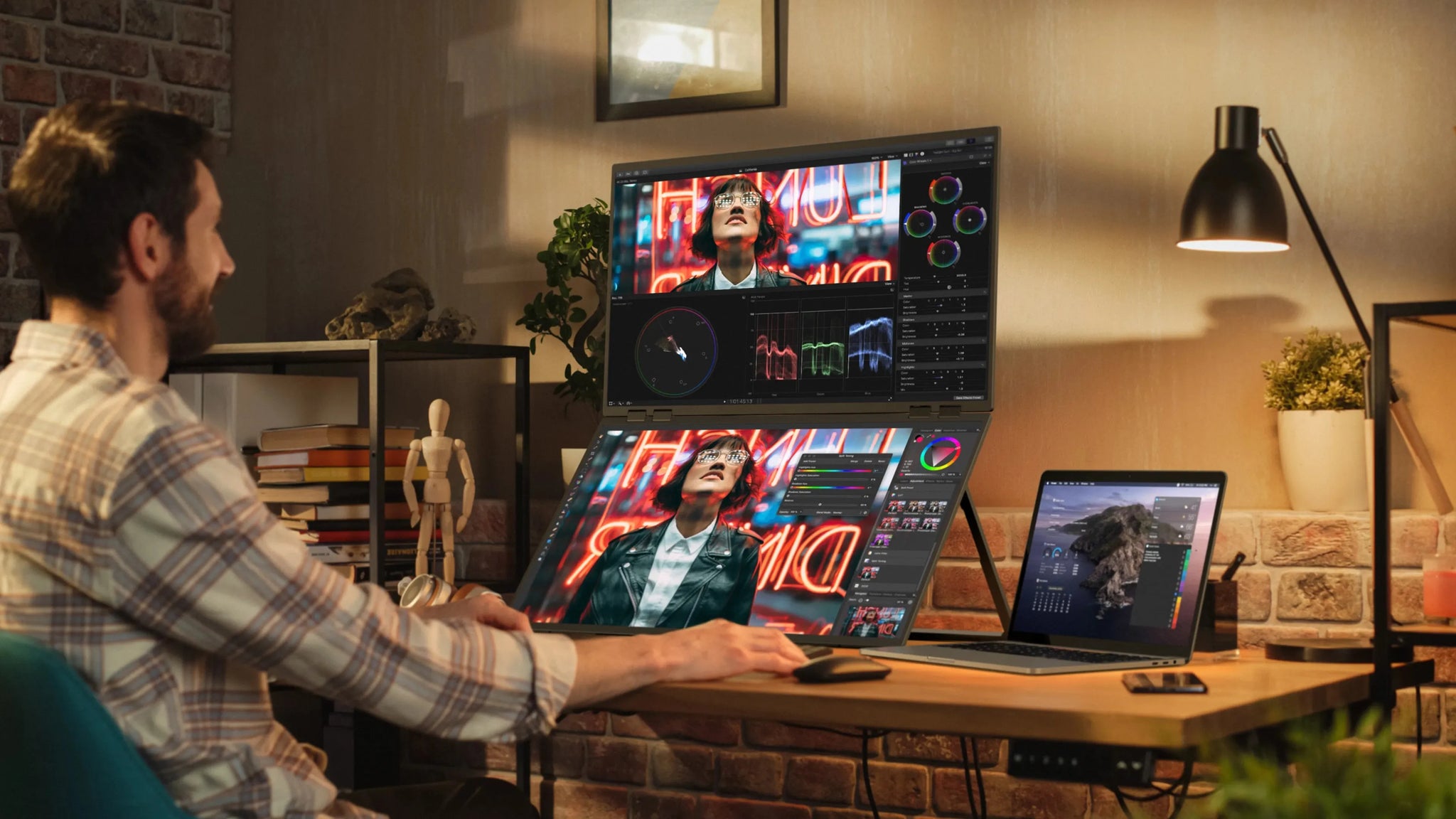 UPERFECT Delta Mega 23.8" Dual Screen Computer Monitor with 100Hz Refresh Rate and Built-in Speakers for Laptop, Desktop PC, MAC, and Phone Extended Play - Limetastore
