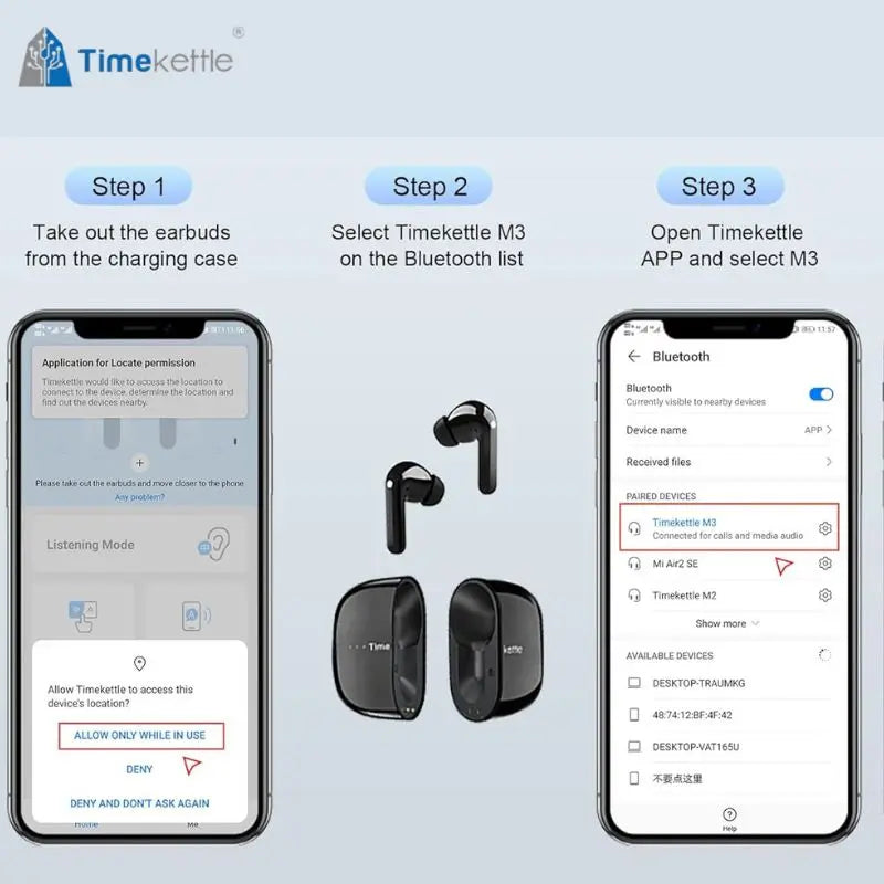 Ušesne slušalke Timekettle M3 Translator, dvosmerni prevod za 43 jezikov