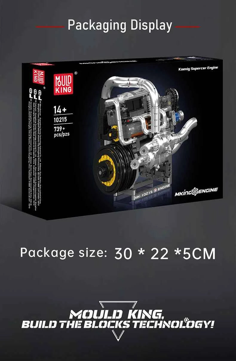 Mould King 10215 Motorized Supercar Engine Building Set | Technical Car Toy - Limetastore