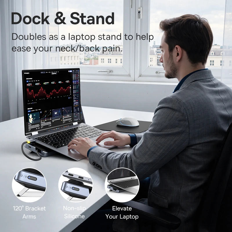 Baseus EH3 12‑in‑1 USB‑C Hub | Triple Display HDMI + DP 4K@60Hz, PD 100W, Laptop Stand Docking Station