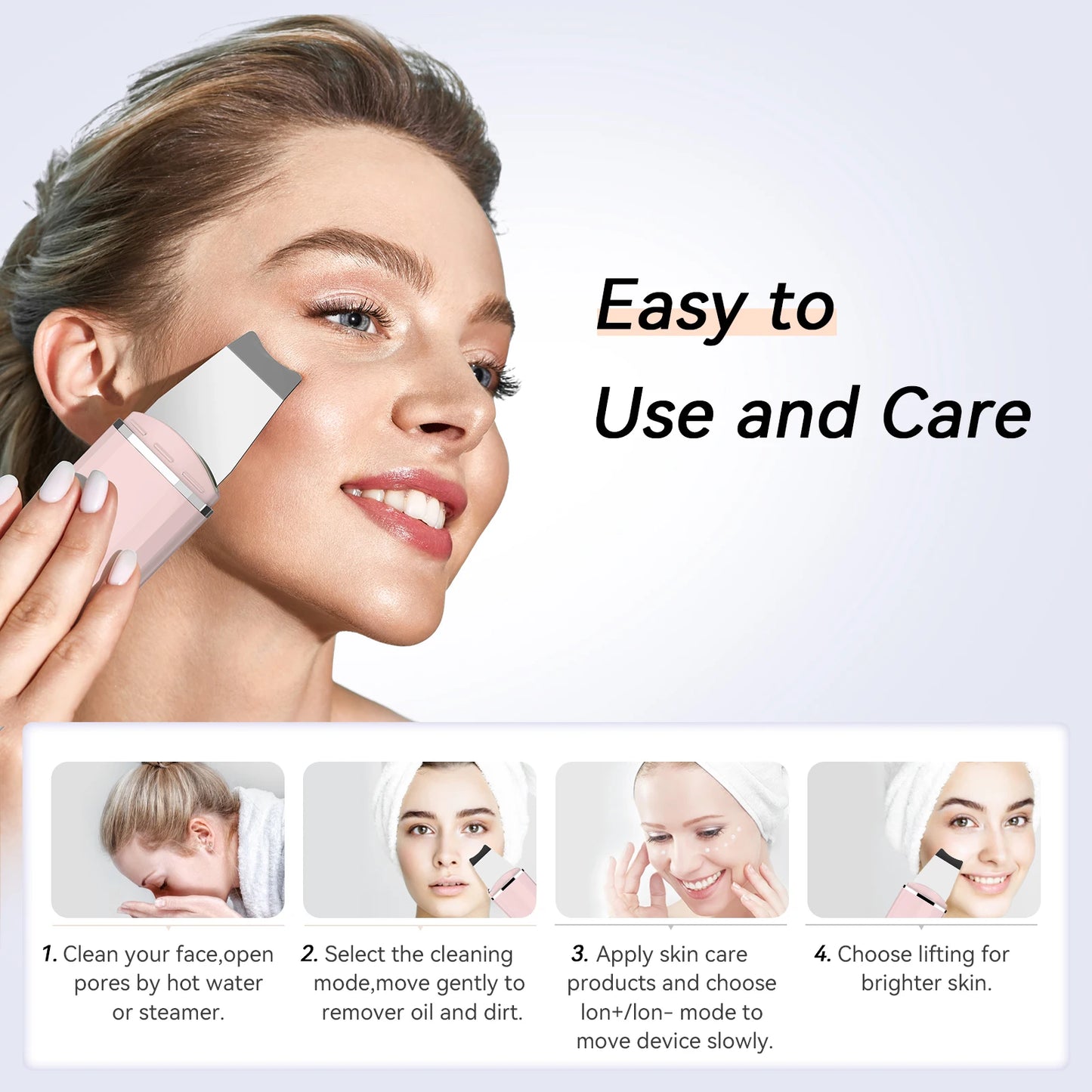 ANLAN Ultrasonic Skin Scrubber | EMS Lifting, Deep Cleansing, Ultrasonic Peeling