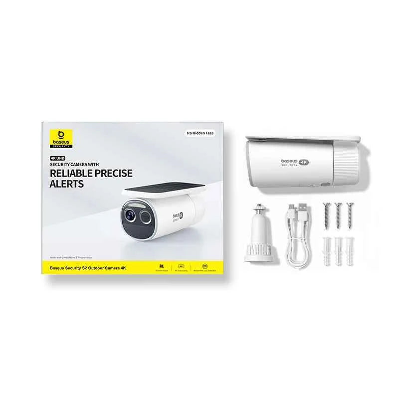 Baseus Security S2 Outdoor Camera 4K Clarity Solar Wireless Wifi Camera Smart Face ID IP67 Waterproof 145°FOV Smart App Control - Limetastore