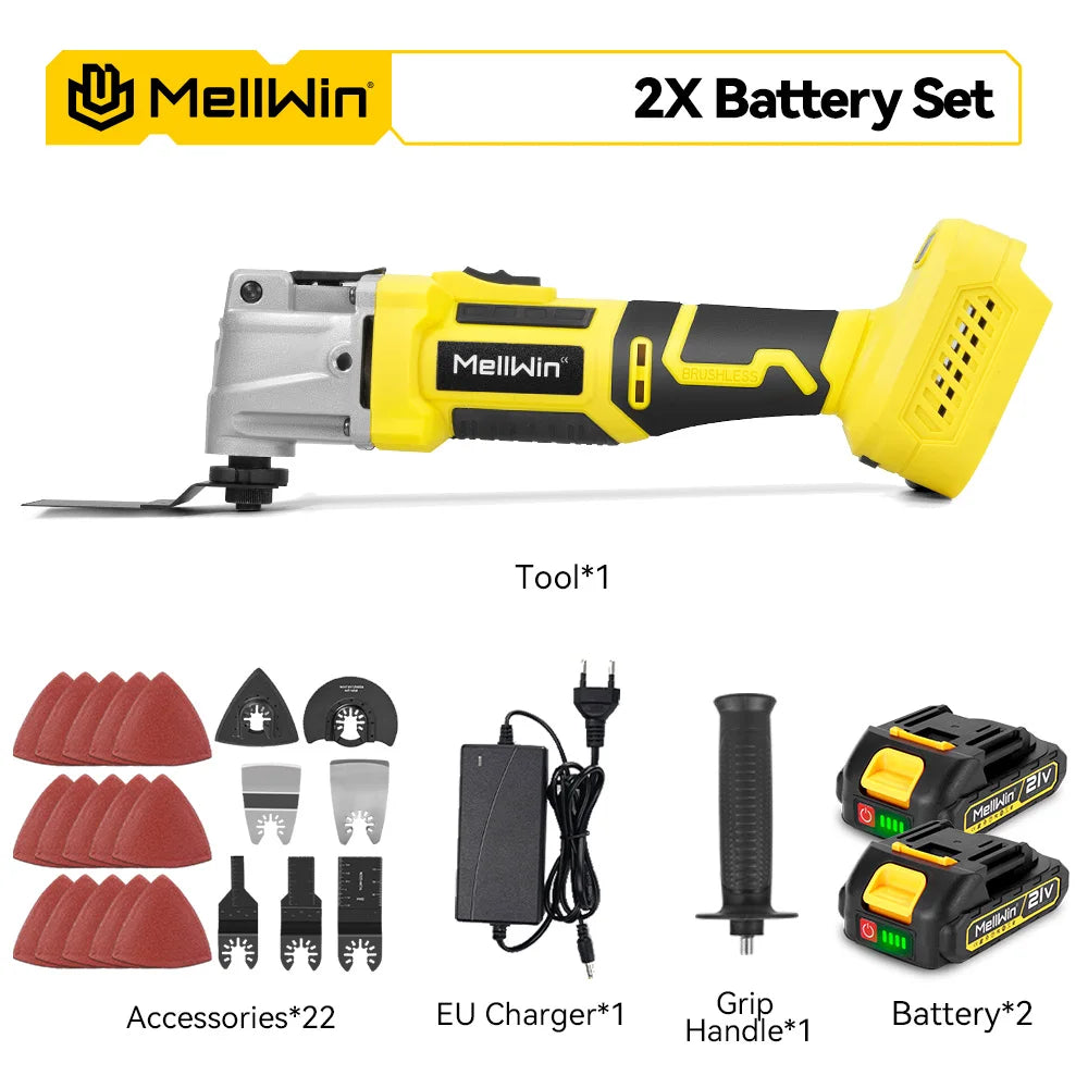MELLWIN Brushless Oscillating Multi Function Tool Electric Saw Polisher woodworking Cutting Tool For Makita 18V Battery Pin - Limetastore