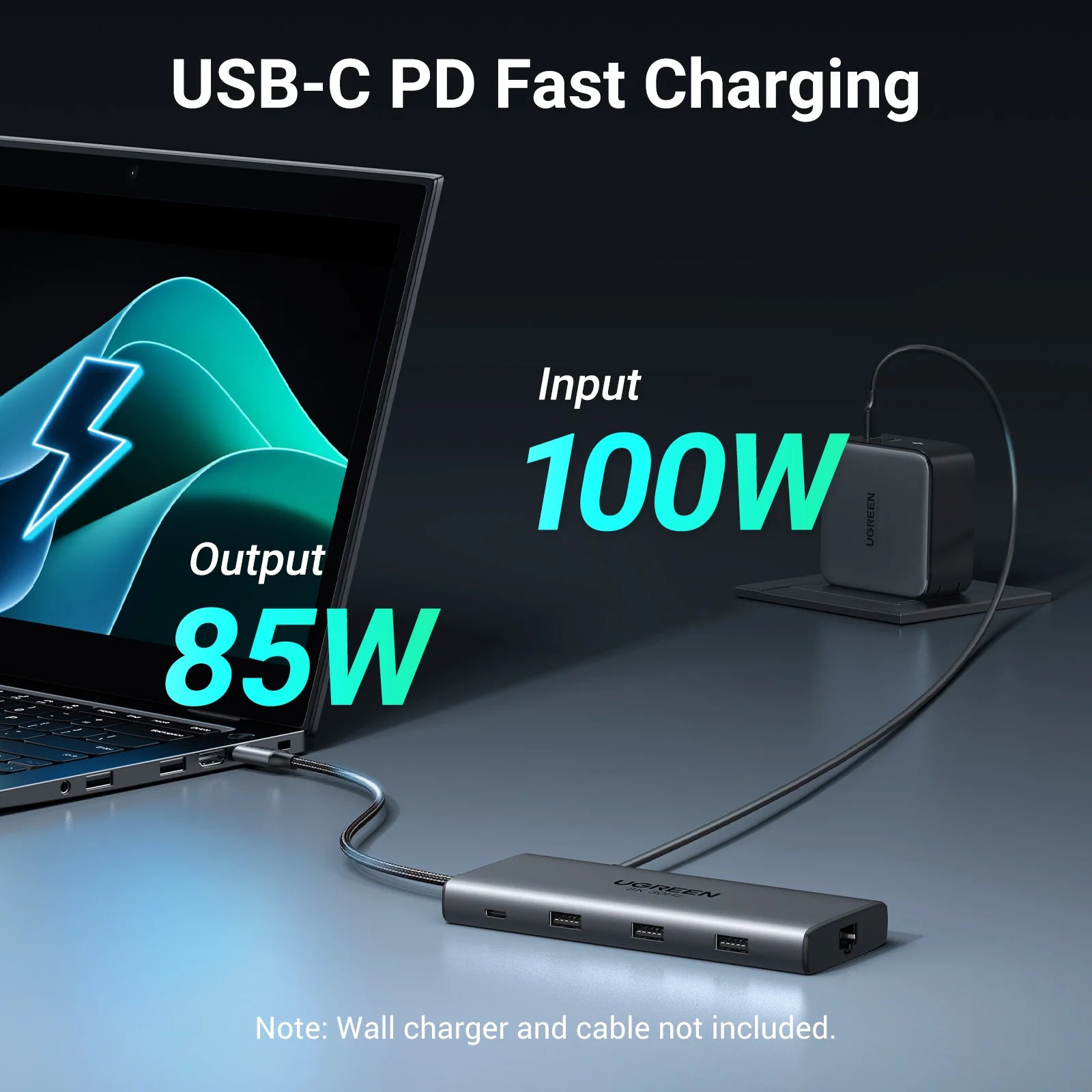 UGREEN 10-v-1 dvojni HDMI USB-C hub z izhodom 8K in 4K, gigabitnim Ethernetom, USB 3.0, PD100W