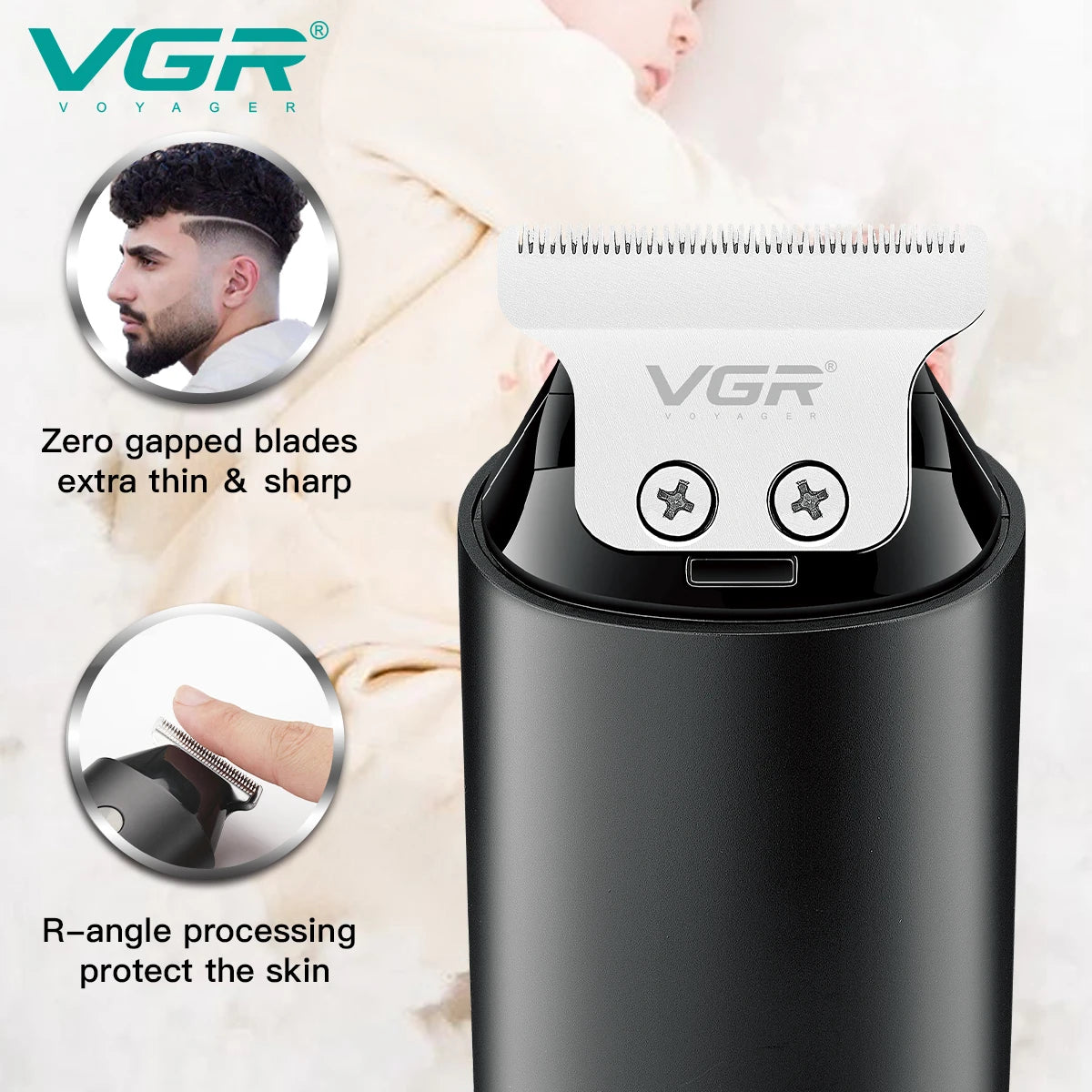 VGR V-932 Mini Pocket Hair Trimmer 0.5-3mm Zero-Cut 120-Min