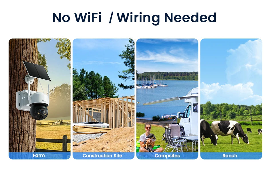 ZOSI 4MP 4G/WiFi Outdoor Battery Security Camera – Solar‑Powered 15000mAh Waterproof Smart Cam