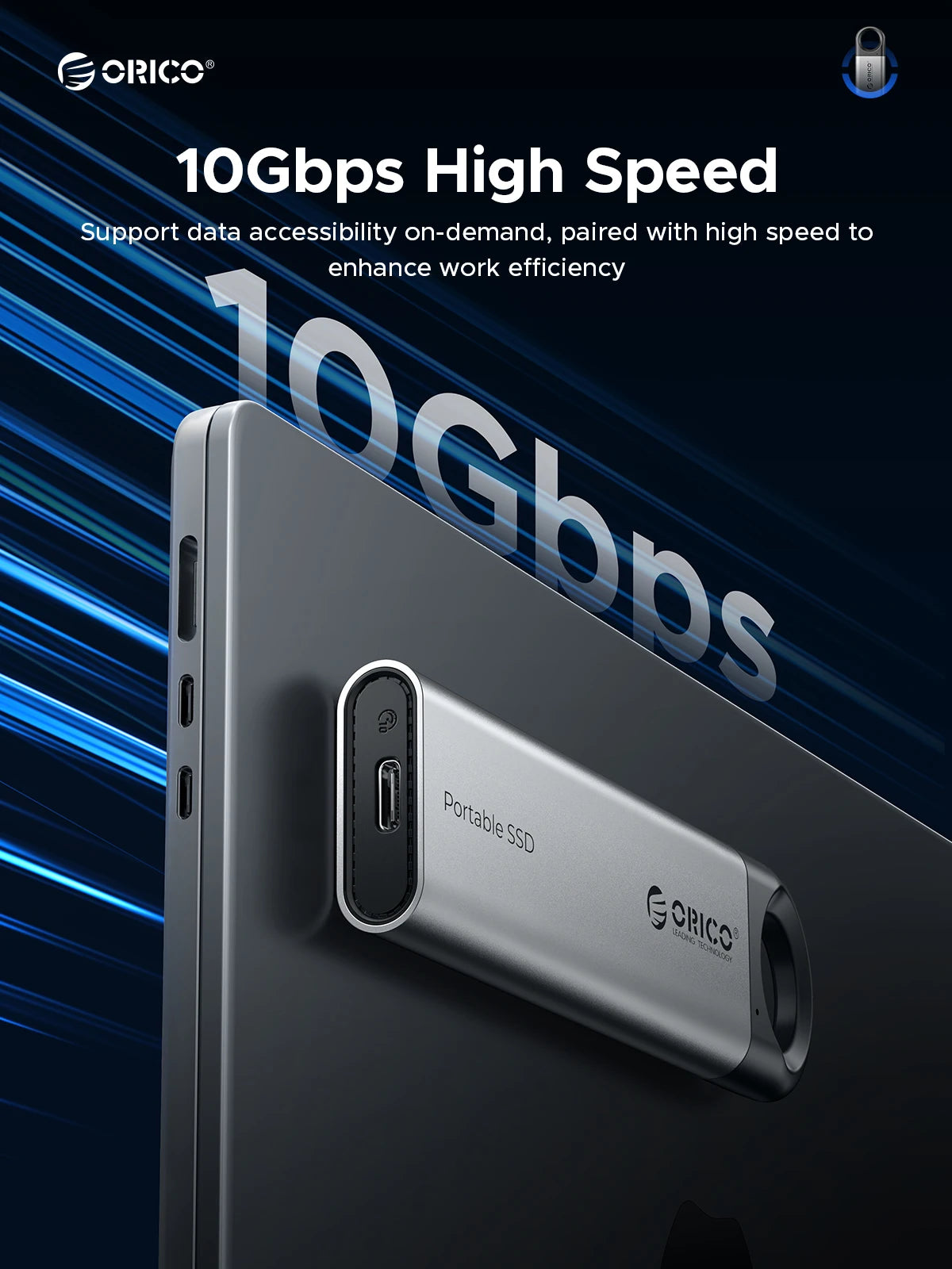 ORICO 1TB External SSD Up to 1050MB/S Hanging Hole Design Portable Solid State Drive Storage PSSD for Tablets Laptops C10